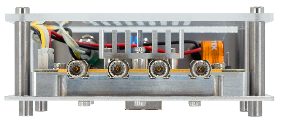 Front of BBoard. Four channels of RF ports that can dock in antennas.